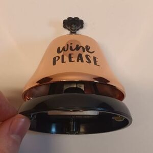 Desk Bell Copper & Black Wine Please Novelty Gift